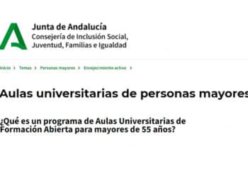Aulas de formación abierta universitaria para mayores de 55 años en Andalucía.
