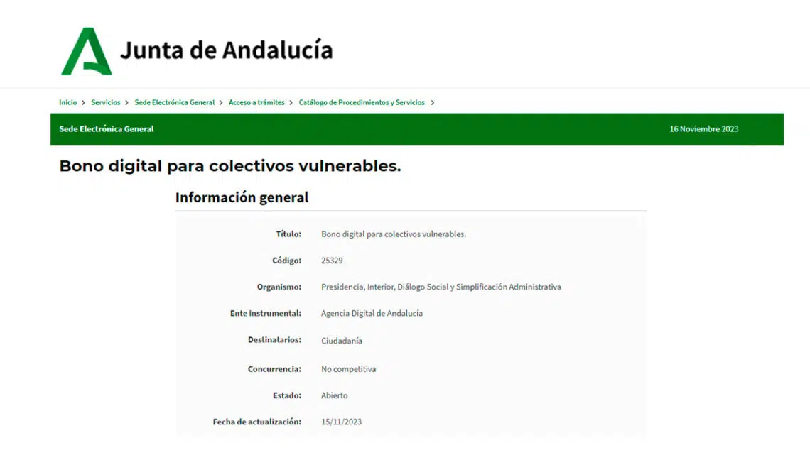 Cómo pedir el bono digital en Andalucía.
