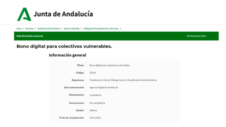 Cómo pedir el bono digital en Andalucía.