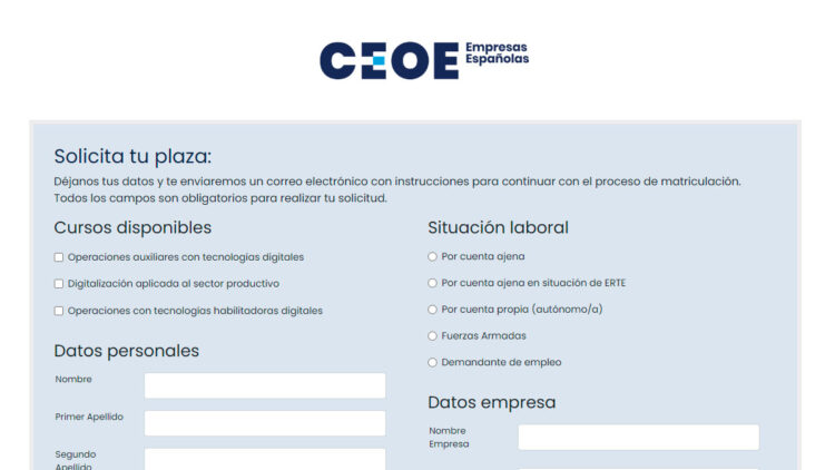 Cómo inscribirse a los cursos de digitalización gratuitos de CEOE.
