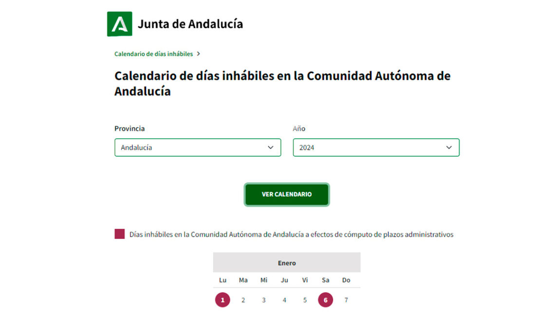Cálculo plazos trámites administrativos Andalucía