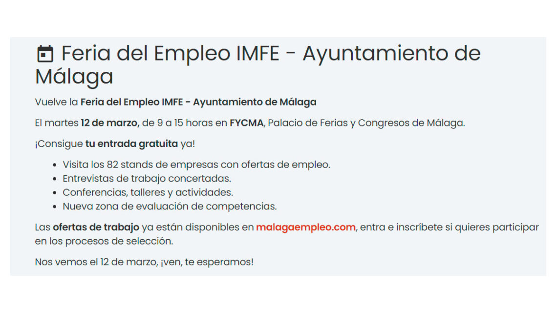 Feria del empleo IMFE en Málaga