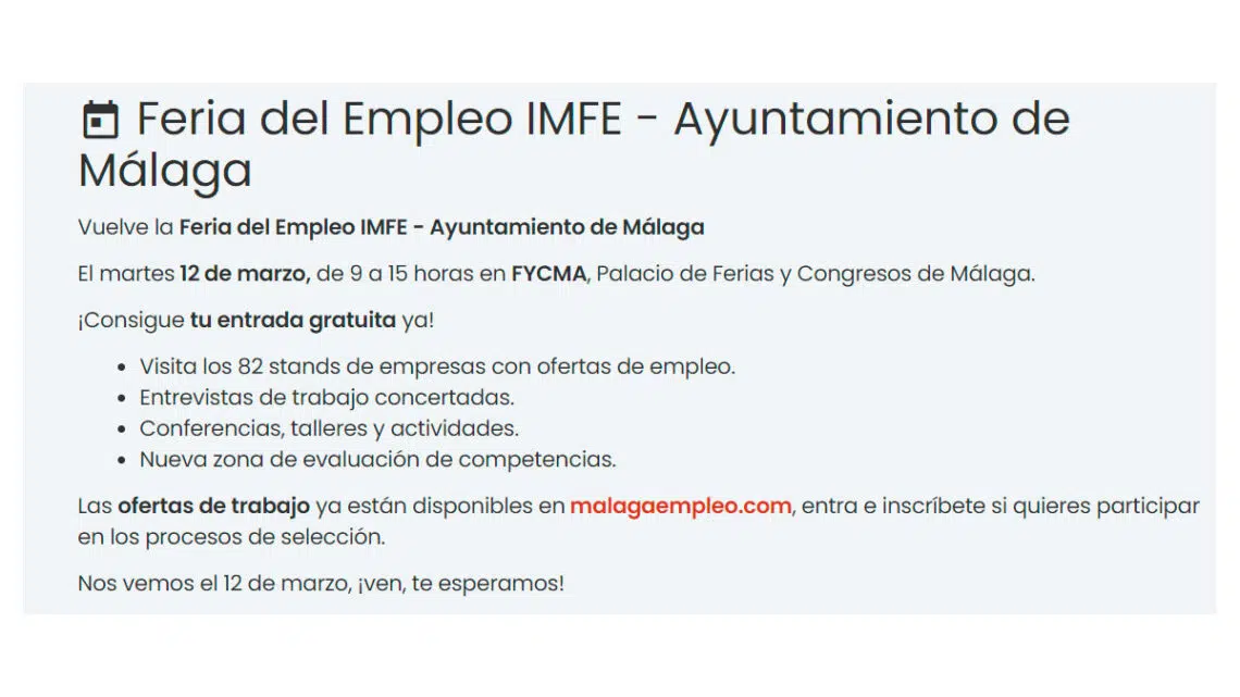 Feria del empleo IMFE en Málaga