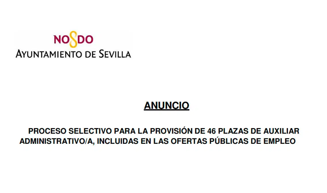 46 plazas auxiliar administrativo Ayuntamiento Sevilla
