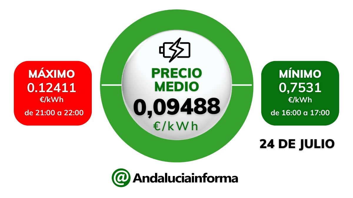 El precio medio de la luz 24 de julio de 2024