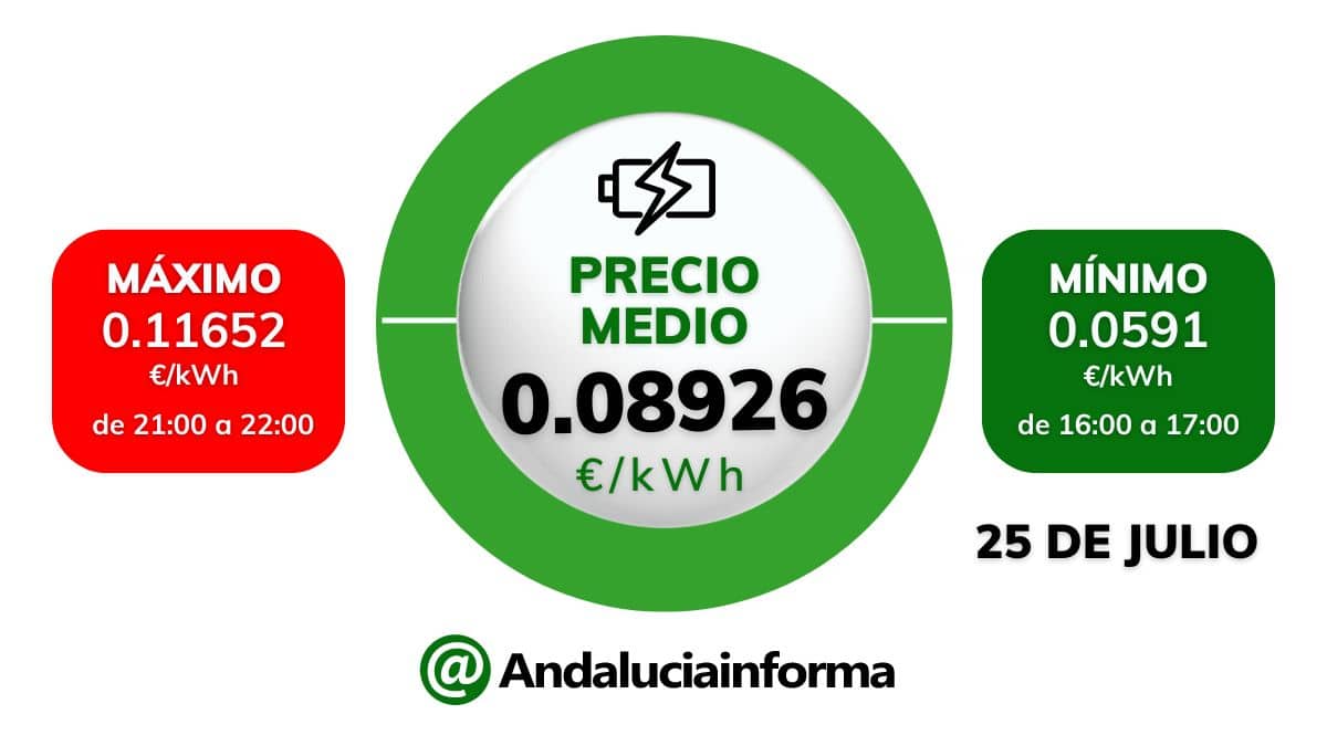 El precio medio de la luz 25 de julio de 2024