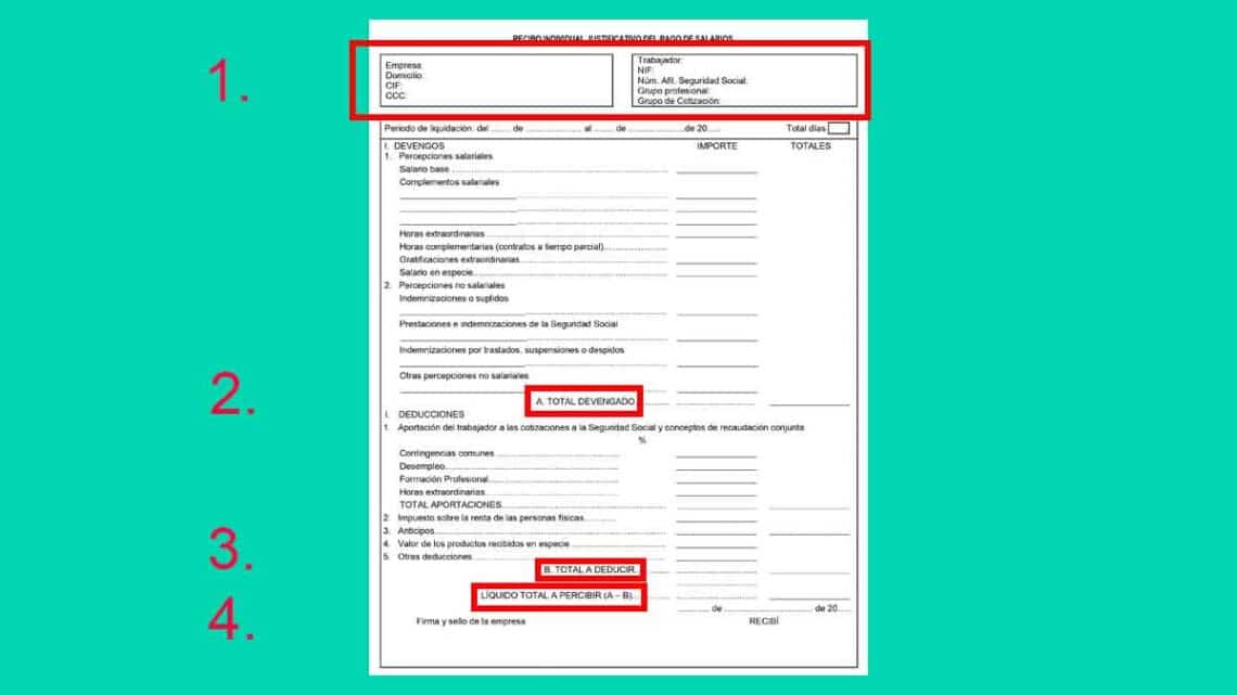 Te explicamos paso a paso las partes de una nómina para que entiendas los conceptos fundamentales que recoge el documento.