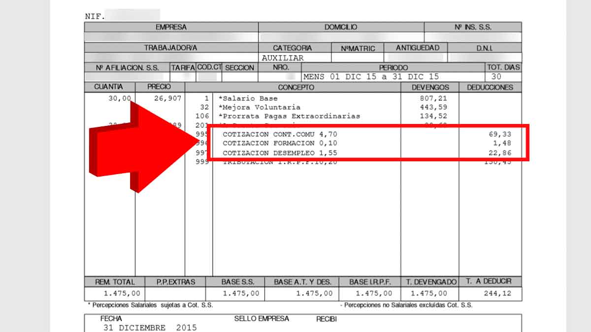 Verifica que te están aplicando en tu nómina las deducciones de la Seguridad Social que te corresponden como trabajador.