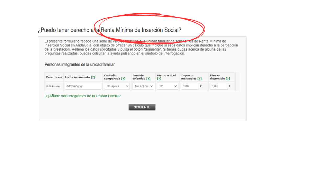 La junta de Andalucía concede la Renta Mínima de Inserción Social