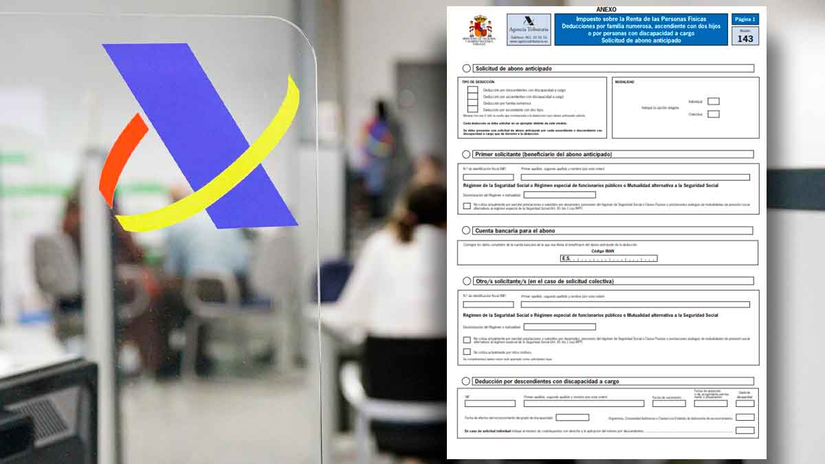 Hacienda pone a disposición de los contribuyentes el modelo 143 para solicitar esta deducción fiscal que puede alcanzar los 2.400 euros.