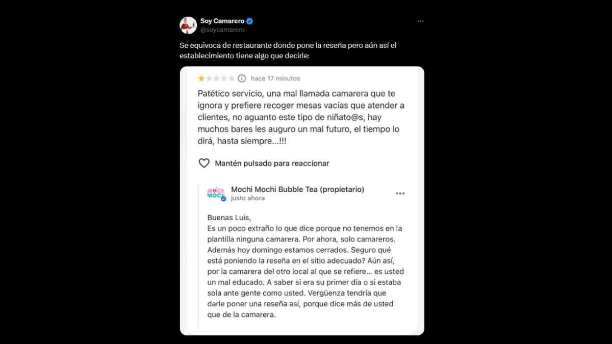 La respuesta viral de un restaurante a una reseña negativa