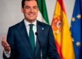 Presidente de la Junta de Andalucía durante el anuncio de ayudas al alquiler para pensionistas en régimen de pensión no contributiva