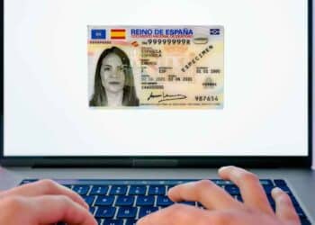 Persona visualiza copia del DNI español en la pantalla de un portátil, ejemplo de envío digital seguro