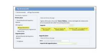 Captura de Renta Web con la opción de pago fraccionado o aplazamiento de la declaración de la Renta 2024 mediante pago electrónico