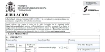 Formulario oficial del Ministerio de Inclusión, Seguridad Social y Migraciones para solicitar la jubilación en España