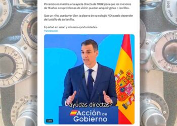 Pedro Sánchez anuncia la ayuda de 100 euros para gafas y lentillas de menores de 16 años dentro del PLAN VEO