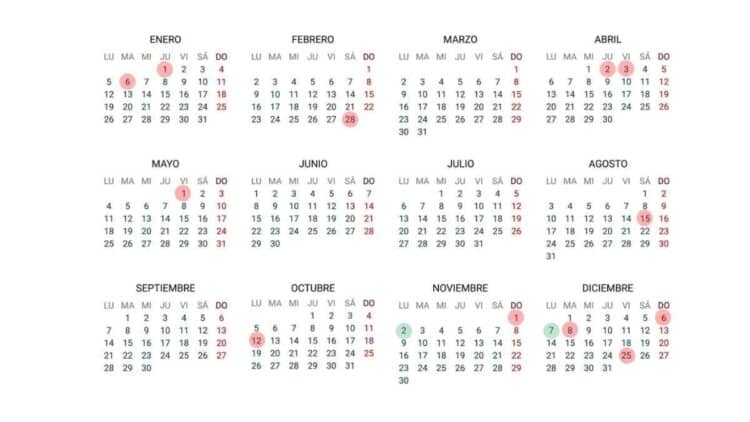 La Junta publica los festivos del 2026.
