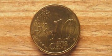 Valor de una moneda de diez céntimos alemana.