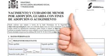 Formulario oficial de la Seguridad Social para solicitar la prestación por nacimiento y cuidado de menor