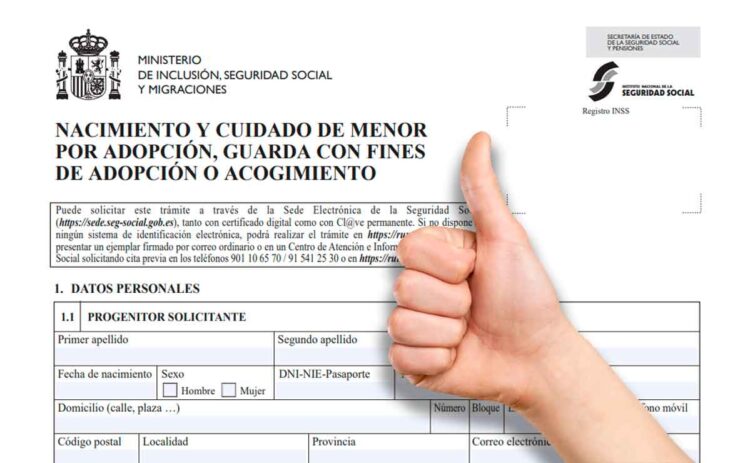 Formulario oficial de la Seguridad Social para solicitar la prestación por nacimiento y cuidado de menor