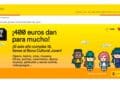 Cartel oficial del Bono Cultural Joven 2025 con texto “400 euros dan para mucho” y cuatro personajes pixel art sobre fondo amarillo