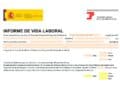 Informe de vida laboral de la Seguridad Social con total de días cotizados, ejemplo para calcular la jubilación