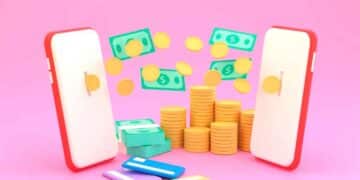 Transferencia inmediata de dinero entre móviles con monedas y billetes digitales