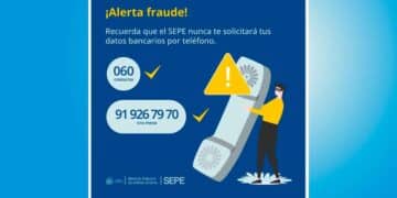 Infografía del SEPE alertando sobre fraudes telefónicos y mostrando los únicos dos números oficiales: 060 y 91 926 79 70