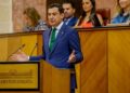 Presidente de la Junta de Andalucía durante el anuncio de nuevas plazas para mayores en residencias y centros de día