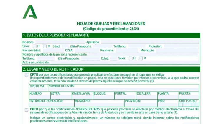 Guía para rellenar y presentar una Hoja de Reclamaciones en Andalucía