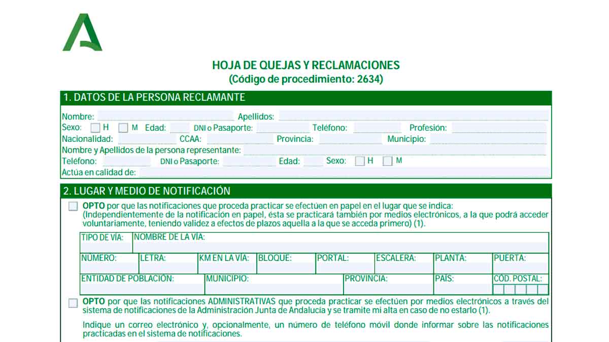 Guía para rellenar y presentar una Hoja de Reclamaciones en Andalucía