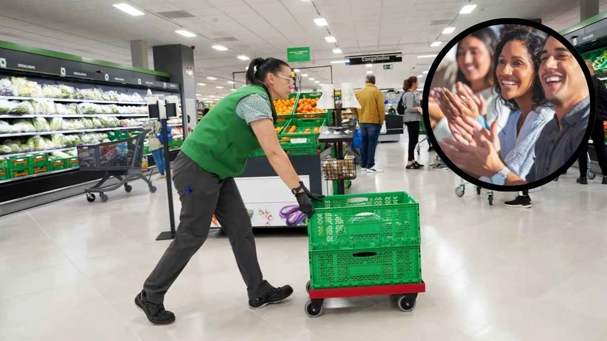 Aplausos ante el regreso de una empleada de Mercadona.