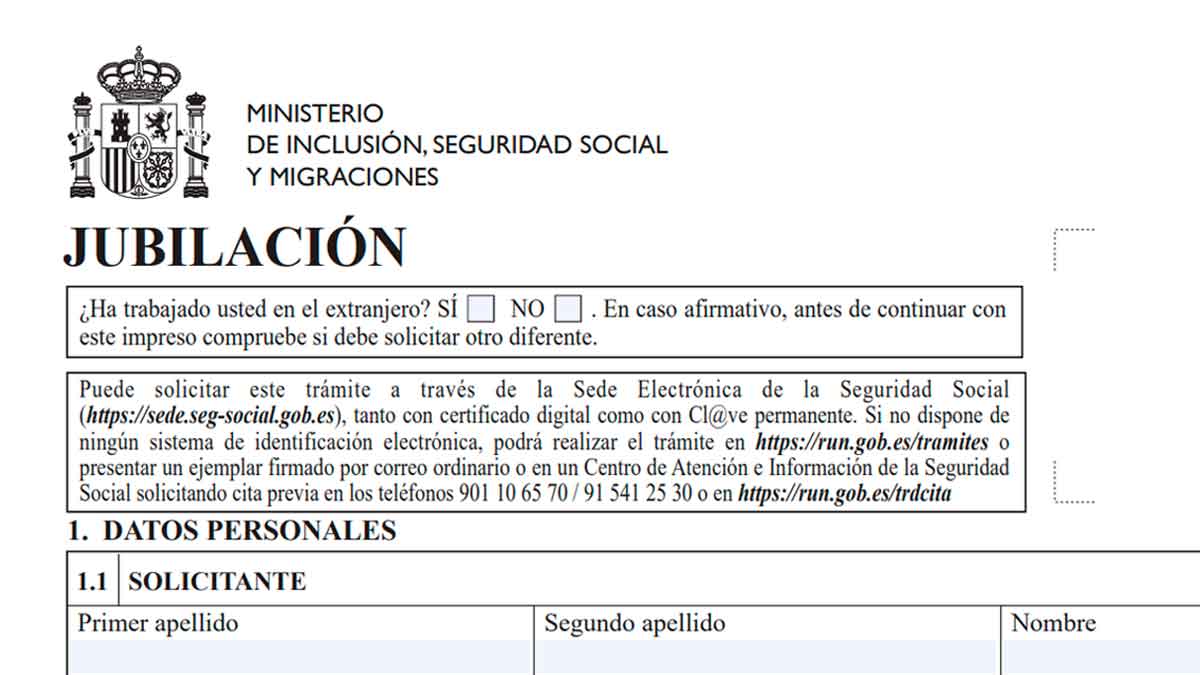 Formulario oficial de solicitud de pensión de jubilación del INSS, necesario para iniciar el trámite y lograr el reconocimiento en 2025