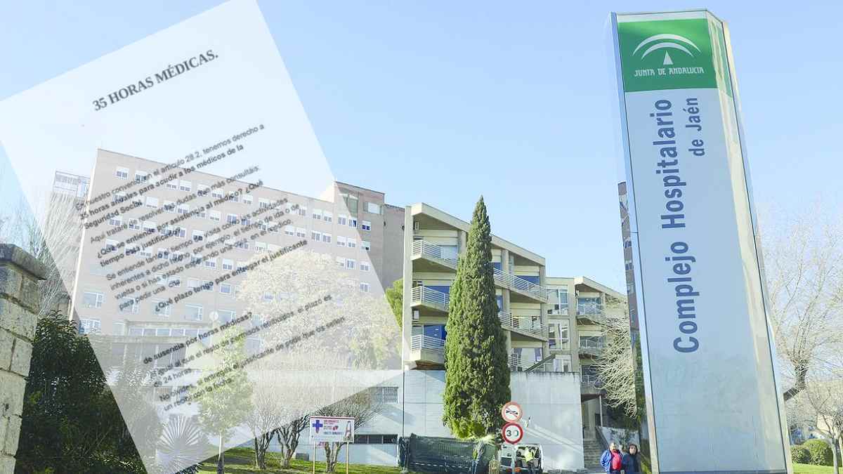 Permiso laboral para ir al médico: documento “35 horas médicas” ante el Complejo Hospitalario de Jaén.
