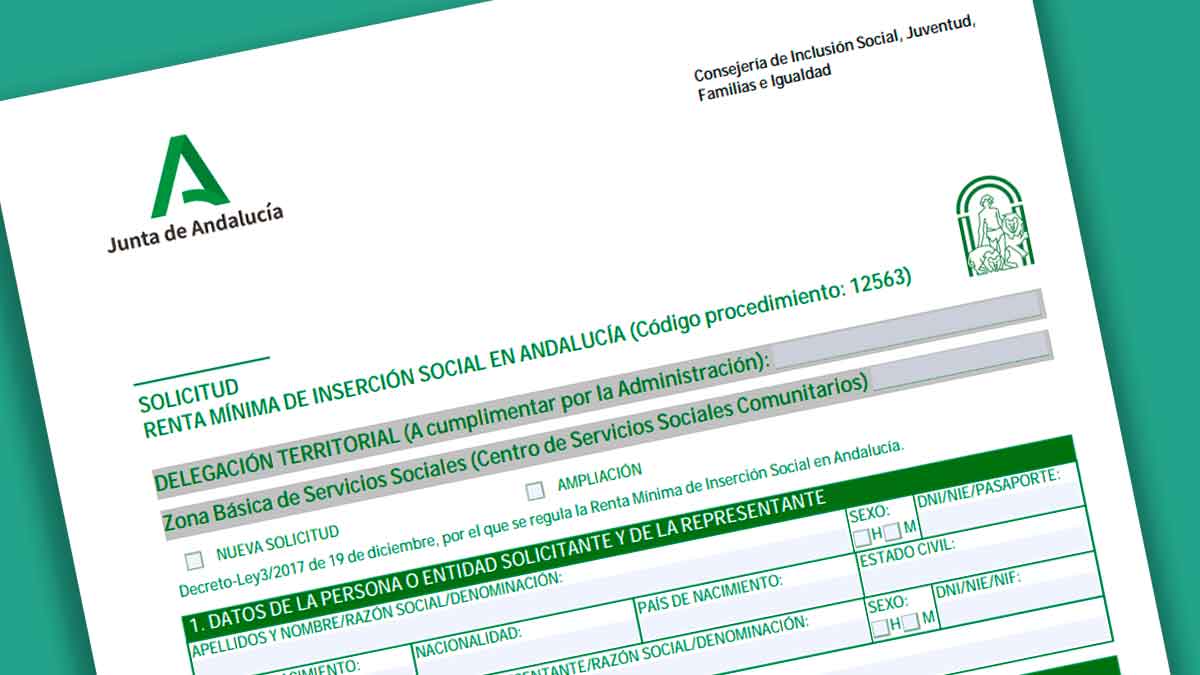 Formulario oficial de la Junta de Andalucía para solicitar la Renta Mínima de Inserción Social (RMISA) 2025