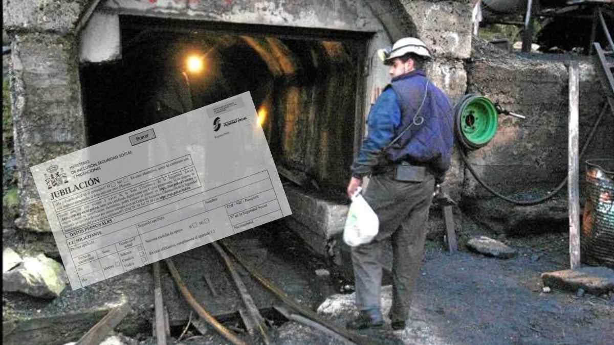 Minero jubilado de la minería del carbón con documento de Seguridad Social; pensión media 2.905 € al mes.