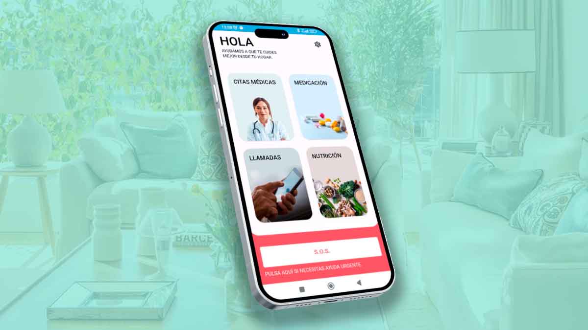 Pantalla de un móvil con la app andaluza Vivir en Casa, que organiza medicación, citas y llamadas para el cuidado de mayores y dependientes