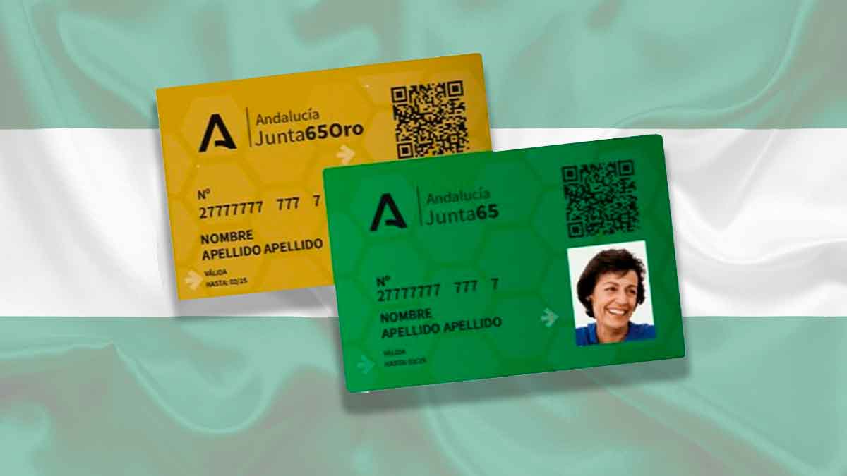 Tarjeta Andalucía Junta 65 modalidades Oro y Verde con beneficios para mayores de 65 años