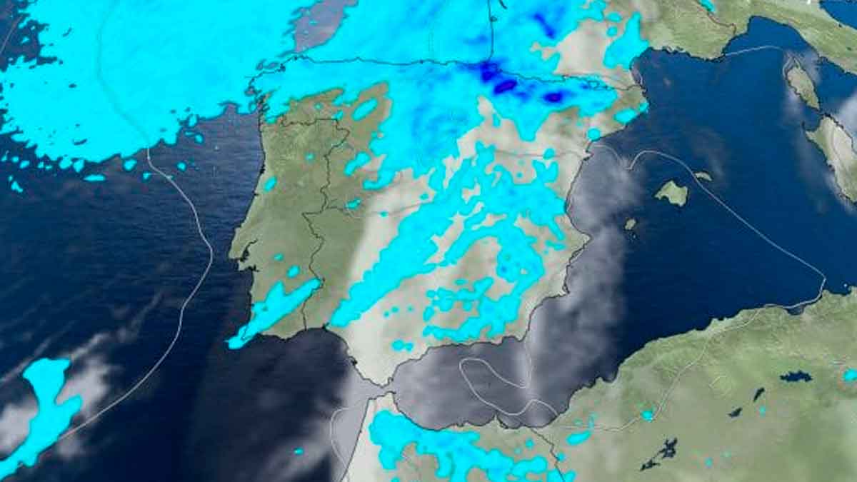 Mapa de España con lluvias intensas y frente frío pronosticado por AEMET al final del verano
