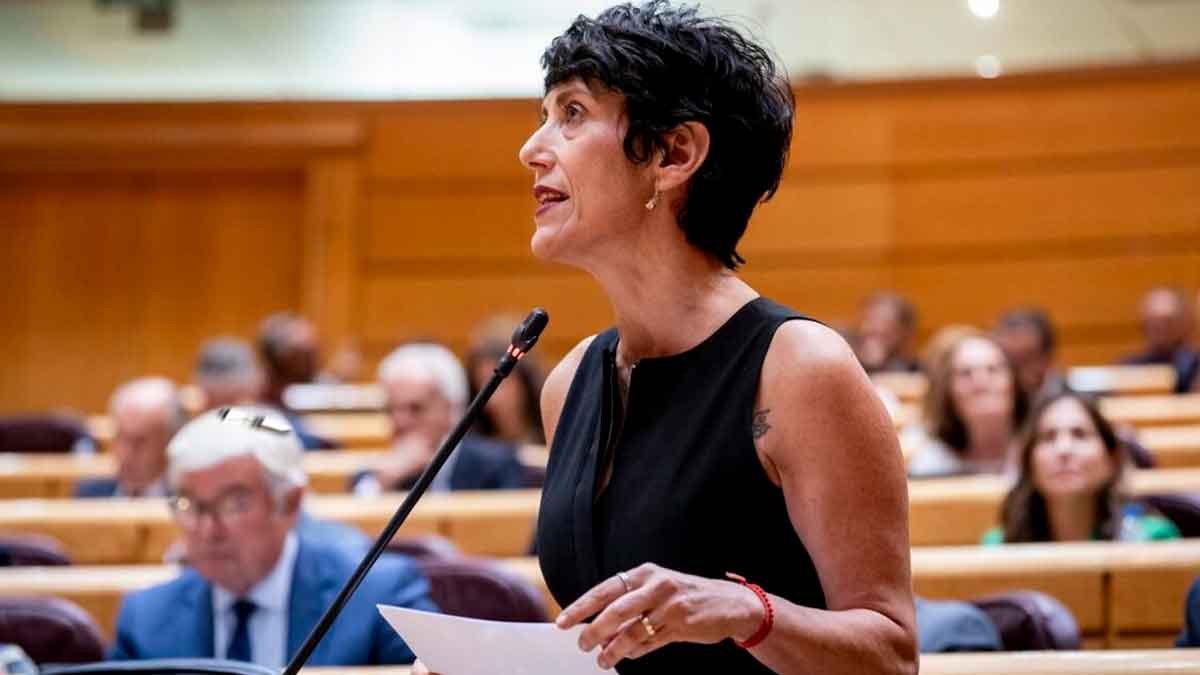 La ministra de Seguridad Social exponiendo medidas sobre pensiones y jubilación anticipada a los 63 años en el Congreso
