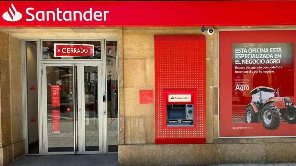 Sucursal del Banco Santander cerrada durante el cierre bancario de 72 horas en octubre.
