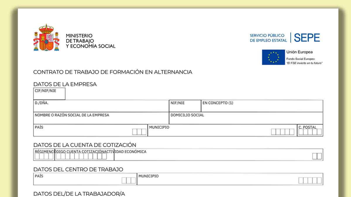 Contrato de formación en alternancia del SEPE del Ministerio de Trabajo y Economía Social