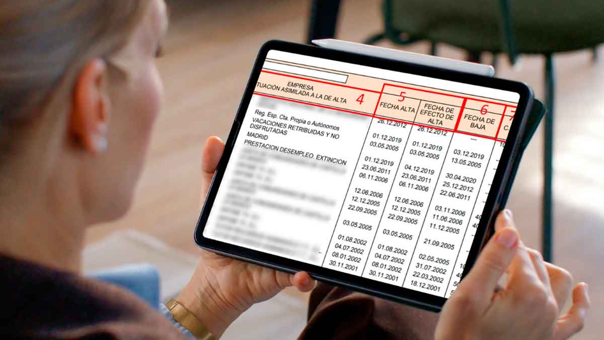 Persona consultando el informe de vida laboral de la Seguridad Social para conocer los días cotizados y la jubilación