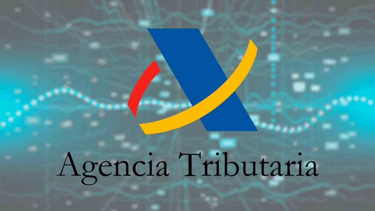 Logotipo de la Agencia Tributaria sobre fondo digital representando los avisos por correo y móvil a contribuyentes españoles