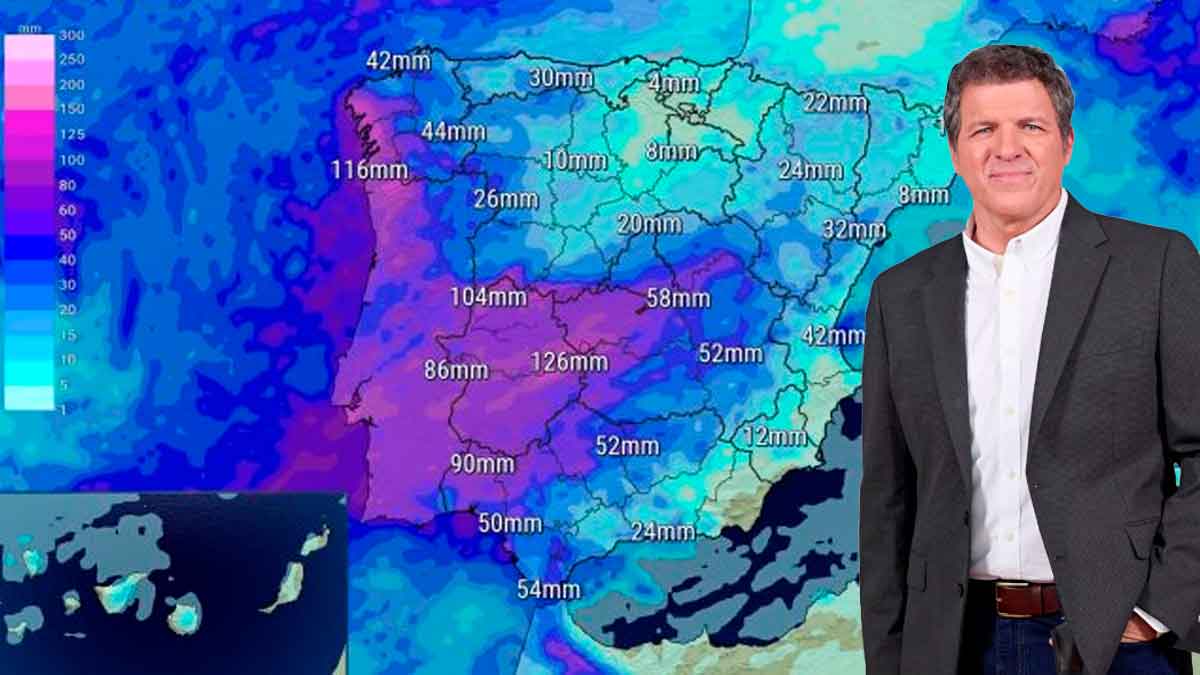 Mario Picazo muestra el mapa de lluvias previsto en España con un temporal que afectará especialmente a Andalucía por frentes atlánticos activos