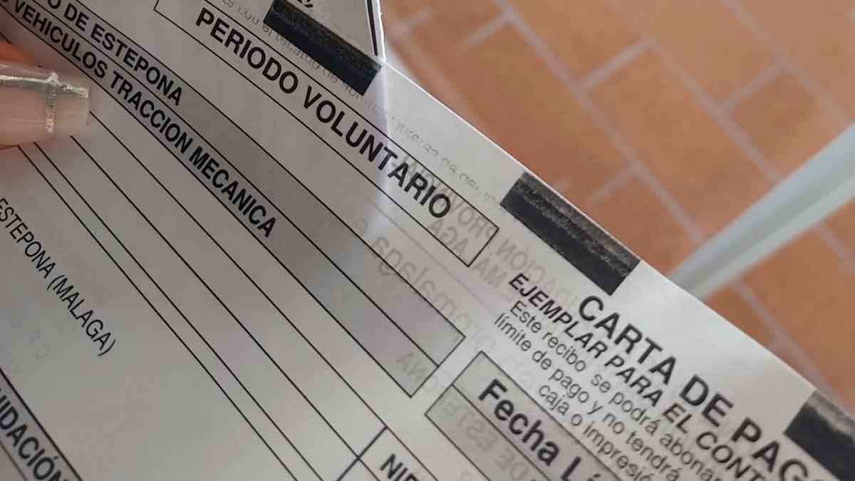 Recibo del impuesto de circulación del Ayuntamiento de Estepona durante el periodo voluntario de pago