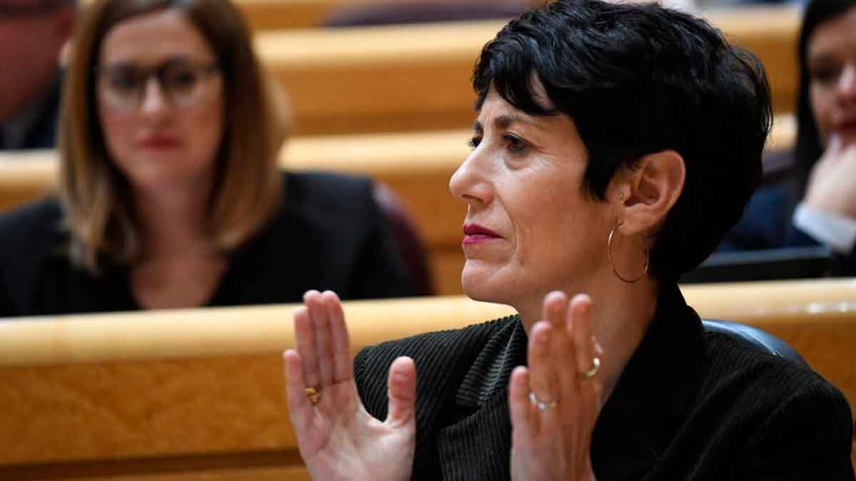 La ministra Elma Saiz en una sesión institucional relacionada con medidas de la Seguridad Social sobre jubilación anticipada