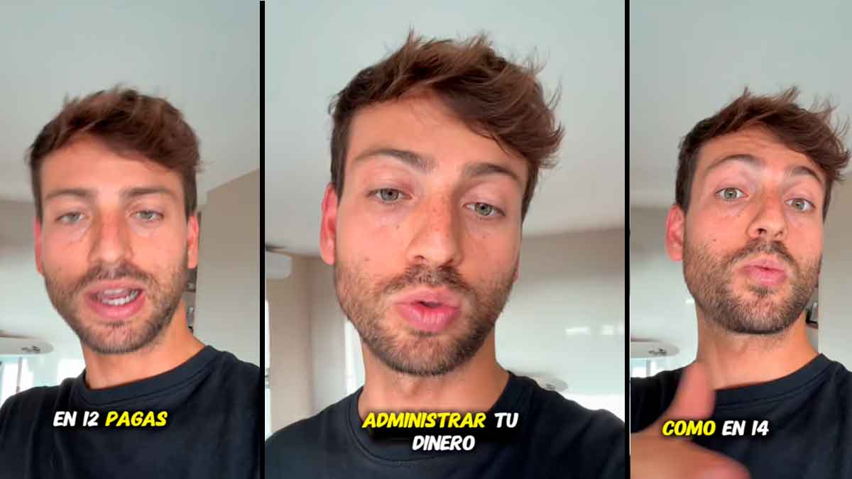 Hombre joven explicando en vídeo la diferencia entre cobrar 12 o 14 pagas al año