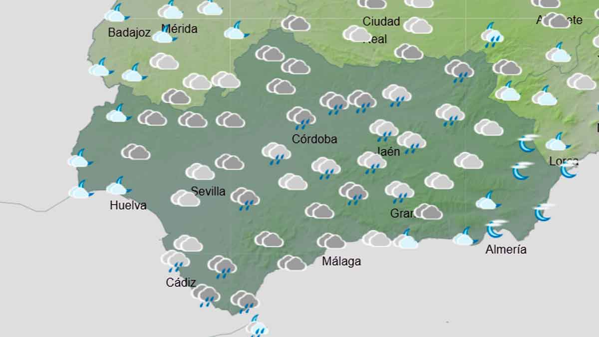 Mapa del tiempo en Andalucía con previsión de calor atípico y lluvias al final de la semana según la AEMET