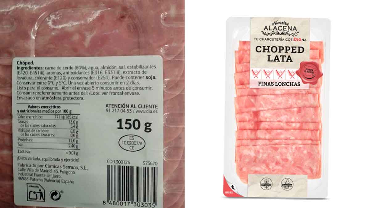 Chopped envasado afectado por alerta de Listeria distribuido en Andalucía